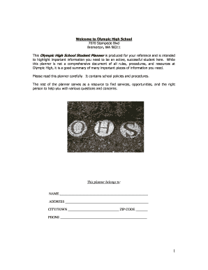 Olympic High School Student Planner