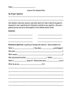 Science Fair Research Plan