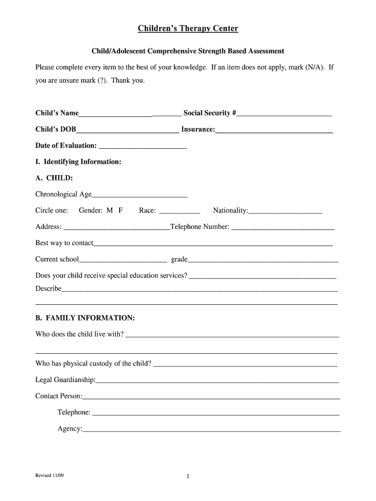 Fillable Online Childrens Therapy Center Washington Hospital Fax