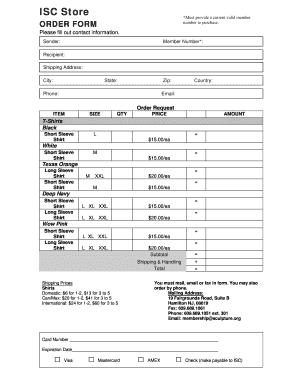 ISC Store Order Form