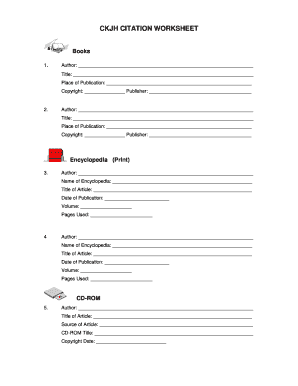 Citation Worksheet Template