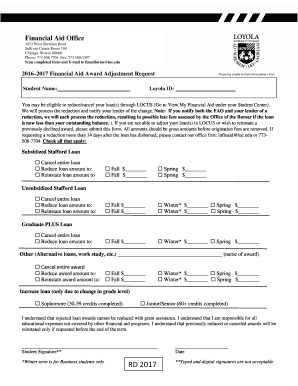 2016–2017 Financial Aid Award Adjustment Request