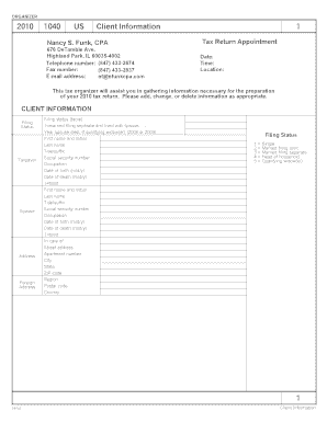 2010 US Tax Return Organizer