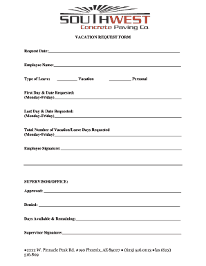 Vacation Request Form