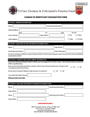 Change of Beneficiary Designation Form