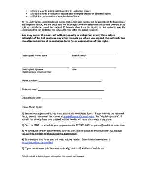 Credit and Debt Counseling Service Contract