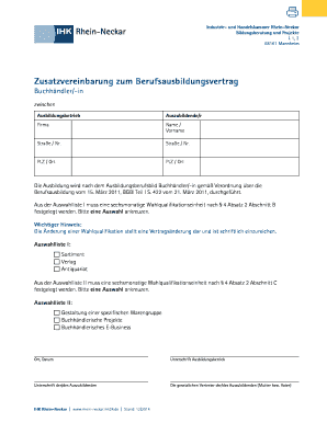 Zusatzvereinbarung zum Berufsausbildungsvertrag