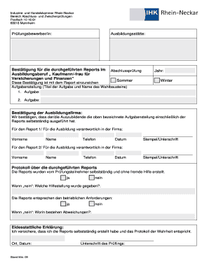 Bestätigung für die durchgeführten Reports