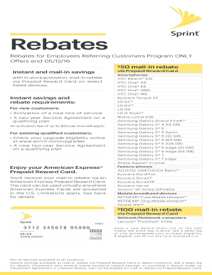 Sprint Employee Customer Referral Rebate Form