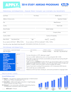 Berlitz Study Abroad Application Form