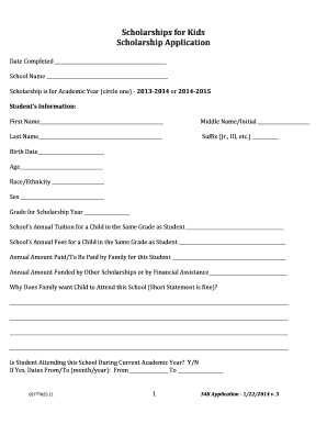 Scholarship Application for Kids