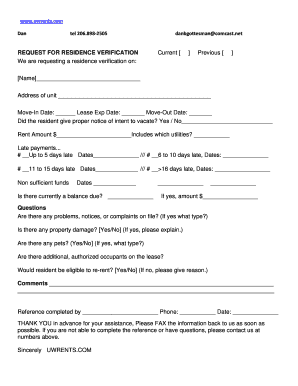 Residence Verification Request Form