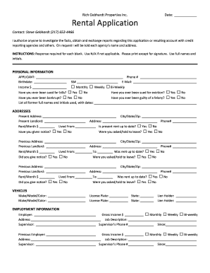 Rental Application Form