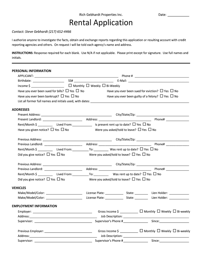 Fillable Online Rich Gebhardt Properties Inc Fax Email Print pdfFiller