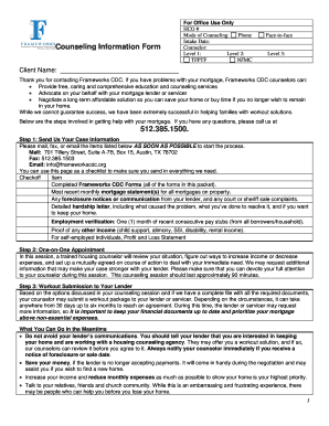 Mortgage Counseling Information Form