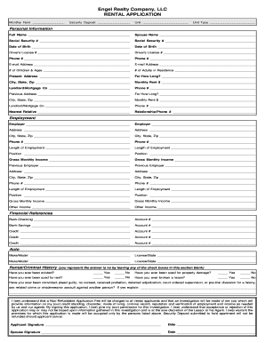 Engel Realty Company Rental Application