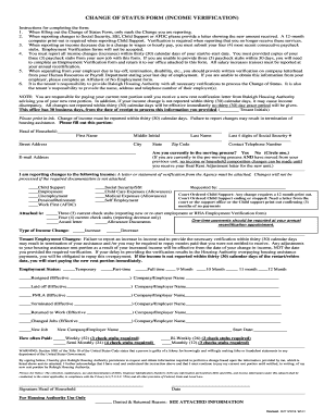 Change of Status Form Income Verification