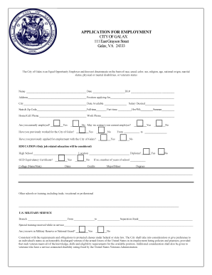 City of Galax Employment Application