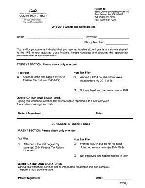 2015-2016 Grants and Scholarships Tax Form