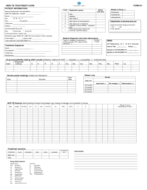 MDR TB Treatment Card