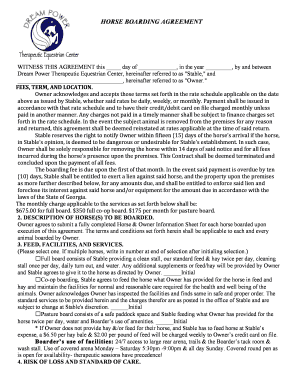 Horse Boarding Agreement