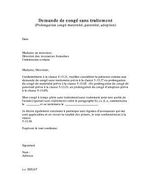 Demande de congé sans traitement