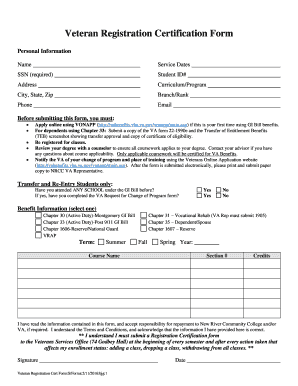 Veteran Registration Certification Form