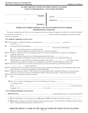 Mortgage Foreclosure Case Management Order