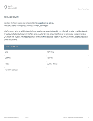 Business Sustainability Risk Assessment Form