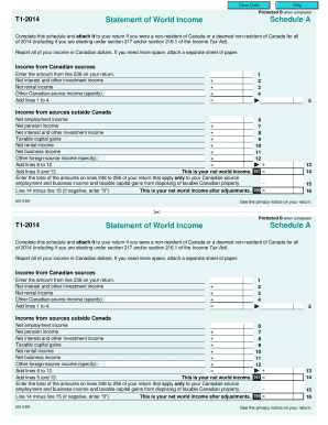 T1-2014 Statement of World Income Schedule A