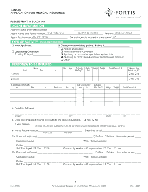 Fillable Online APPLICATION FOR MEDICAL INSURANCE Fax Email Print ...