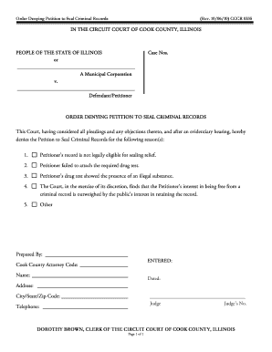 Order Denying Petition to Seal Criminal Records