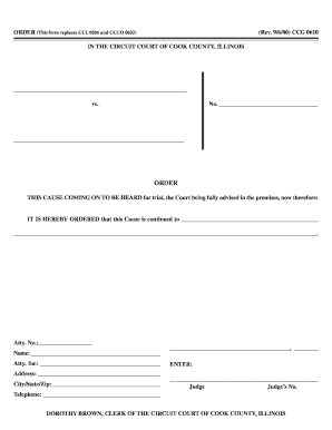 Cook County Court Order Form