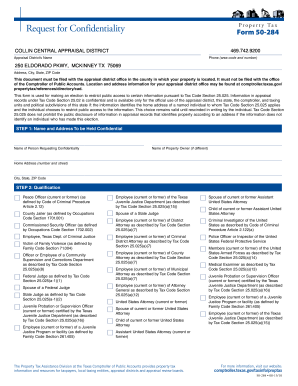 Texas Property Tax Confidentiality Request Form