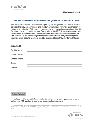 Medicare Part A ACT Question Submission Form