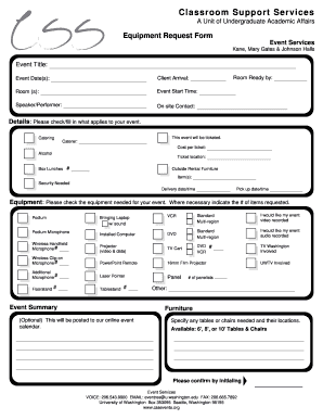 University of Washington Equipment Request Form