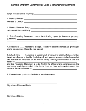 Uniform Commercial Code 1 Financing Statement
