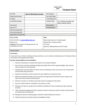 Marketing executive job description