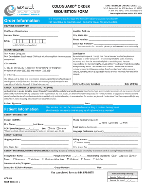 Cologuard Test Requisition Form