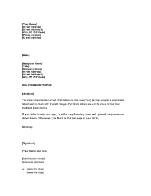 Full Block Business Letter Template