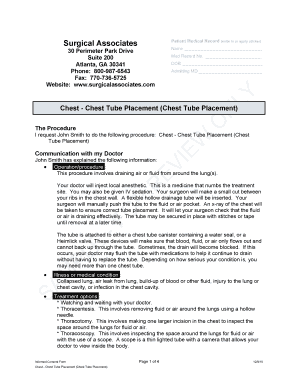 Chest Tube Placement Consent Form
