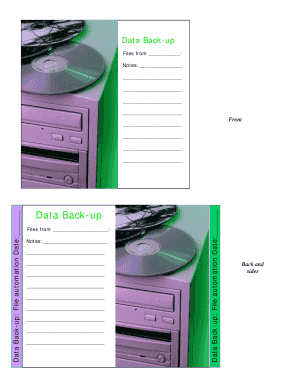 Data Back-up Form