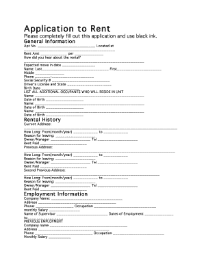 Rental Application Form