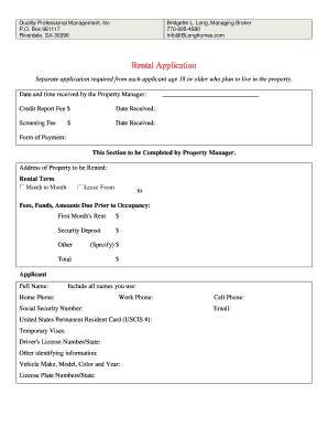 Rental Application Form