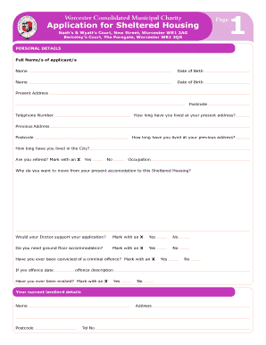 Worcester Consolidated Municipal Charity Application for Sheltered Housing Nashs & - wmcharities org