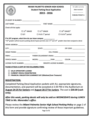 Cost of college worksheet - MIAMI PALMETTO SENIOR HIGH SCHOOL For office use only - palmettohighptsa