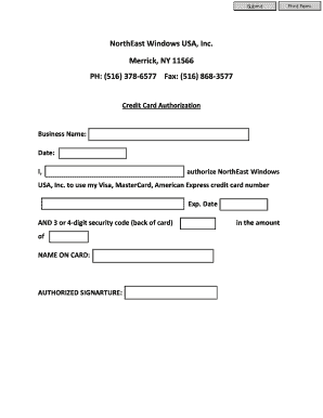 Credit Card Authorization Form