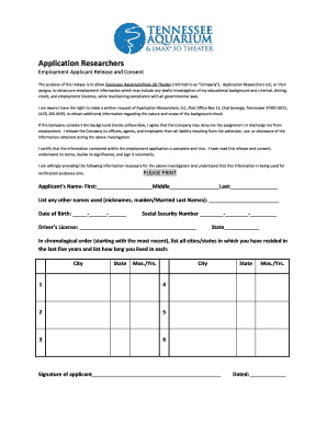 Employment Applicant Release and Consent