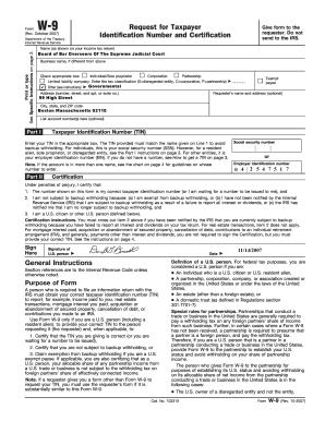 Form W-9 Request for Taxpayer Identification Number and Certification
