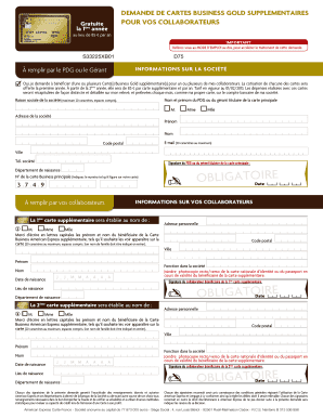 DEMANDE DE CARTES BUSINESS GOLD SUPPLEMENTAIRES